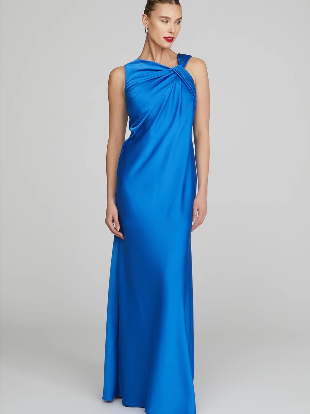 Francine Satin Gown in Oceanic Blue - Picture 3 of 7
